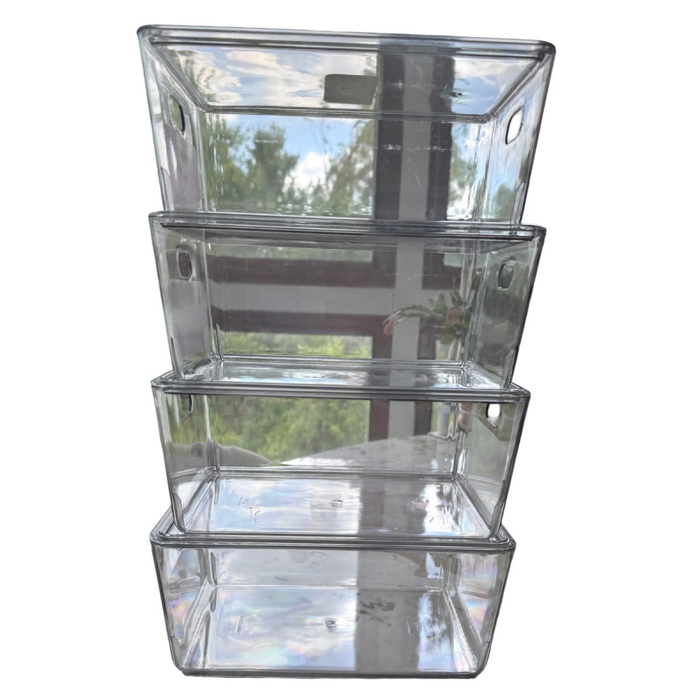 4-Liter Clear Stackable Storage Bins with Inset Lids (Set of 4) - Picture 4 of 5
